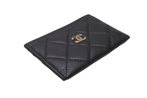 CHANEL シャネル カードケース マトラッセ ココマーク 11番台 2007年 キャビアスキン ブラック ゴールド金具 美品 中古 64432