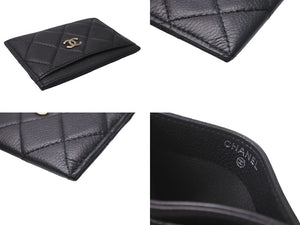 CHANEL シャネル カードケース マトラッセ ココマーク 11番台 2007年 キャビアスキン ブラック ゴールド金具 美品 中古 64432
