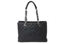 Load image into Gallery viewer, CHANEL シャネル GST チェーントートバッグ ココマーク 18番台 A50995 キャビアスキン ブラック シルバー 美品 中古 64436
