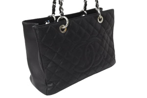 CHANEL シャネル GST チェーントートバッグ ココマーク 18番台 A50995 キャビアスキン ブラック シルバー 美品 中古 64436