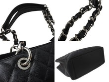 Load image into Gallery viewer, CHANEL シャネル GST チェーントートバッグ ココマーク 18番台 A50995 キャビアスキン ブラック シルバー 美品 中古 64436