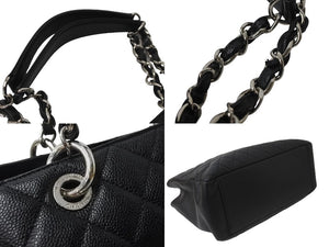 CHANEL シャネル GST チェーントートバッグ ココマーク 18番台 A50995 キャビアスキン ブラック シルバー 美品 中古 64436