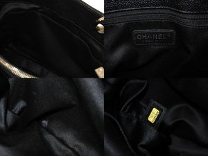 CHANEL シャネル GST チェーントートバッグ ココマーク 18番台 A50995 キャビアスキン ブラック シルバー 美品 中古 64436