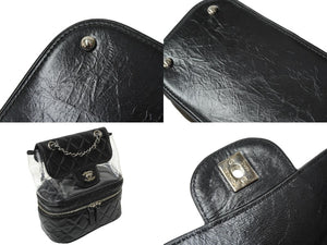 極美品 CHANEL シャネル マトラッセ クリアバックパック 25番台 A57826 ブラック シルバー金具 中古 64439