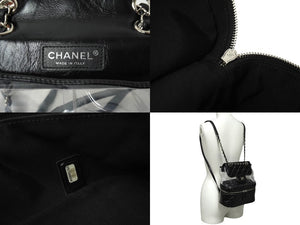 極美品 CHANEL シャネル マトラッセ クリアバックパック 25番台 A57826 ブラック シルバー金具 中古 64439