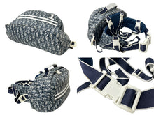 Load image into Gallery viewer, ChristianDior クリスチャンディオール NO1ボディバッグ BO F 0018 PVC レザー ナイロン ブルー ネイビー ホワイト 美品 中古 64441