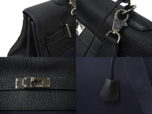 Load image into Gallery viewer, 激レア HERMES エルメス ケリー50 2way ハンドバック ネイビー系 トゴ トワル シルバー金具 □F刻印 中古 64446