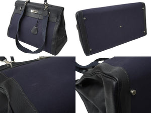 激レア HERMES エルメス ケリー50 2way ハンドバック ネイビー系 トゴ トワル シルバー金具 □F刻印 中古 64446