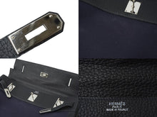 Load image into Gallery viewer, 激レア HERMES エルメス ケリー50 2way ハンドバック ネイビー系 トゴ トワル シルバー金具 □F刻印 中古 64446