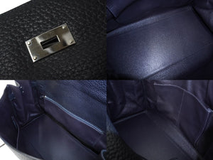 激レア HERMES エルメス ケリー50 2way ハンドバック ネイビー系 トゴ トワル シルバー金具 □F刻印 中古 64446