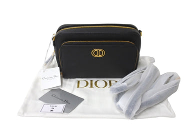 新品未使用 ChristianDior クリスチャンディオール カロ ダブルポーチ ショルダーバッグ ブラック レザー ゴールド金具 64466