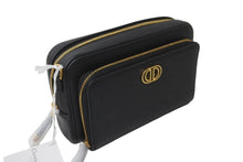 Load image into Gallery viewer, 新品未使用 ChristianDior クリスチャンディオール カロ ダブルポーチ ショルダーバッグ ブラック レザー ゴールド金具 64466