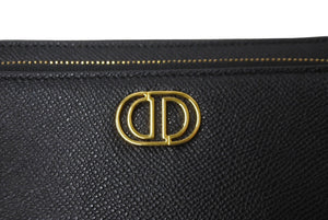 新品未使用 ChristianDior クリスチャンディオール カロ ダブルポーチ ショルダーバッグ ブラック レザー ゴールド金具 64466