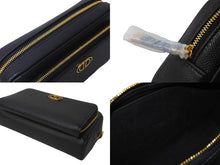 Load image into Gallery viewer, 新品未使用 ChristianDior クリスチャンディオール カロ ダブルポーチ ショルダーバッグ ブラック レザー ゴールド金具 64466
