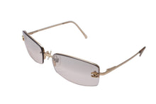 Load image into Gallery viewer, 極美品 CHANEL シャネル サングラス ココマーク リムレス 56◻︎16 130 4093-B c.125/8Z ラインストーン GP ブラウン 中古 64469