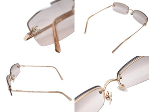 極美品 CHANEL シャネル サングラス ココマーク リムレス 56◻︎16 130 4093-B c.125/8Z ラインストーン GP ブラウン 中古 64469