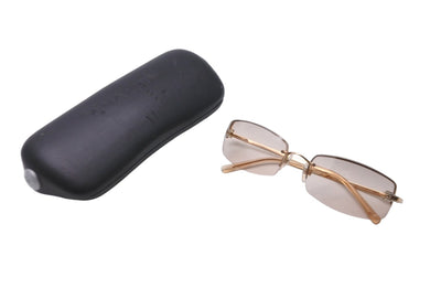 CHANEL シャネル サングラス ココマーク リムレス 56◻︎16 130 4093-B c.125/8Z ラインストーン GP ブラウン 美品 中古 64470