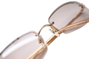 CHANEL シャネル サングラス ココマーク リムレス 56◻︎16 130 4093-B c.125/8Z ラインストーン GP ブラウン 美品 中古 64470
