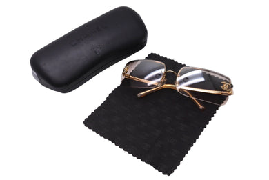 極美品 CHANEL シャネル サングラス ココマーク リムレス 62◻︎15 120 4104-B c.125/8Z GP ブラウン ゴールド金具 中古 64471