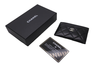CHANEL シャネル カードケース ココマーク ラムスキン 29番台 2019年AW ブラック シルバー金具 美品 中古 64477