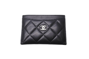 CHANEL シャネル カードケース ココマーク ラムスキン 29番台 2019年AW ブラック シルバー金具 美品 中古 64477