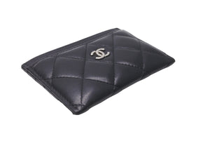 CHANEL シャネル カードケース ココマーク ラムスキン 29番台 2019年AW ブラック シルバー金具 美品 中古 64477
