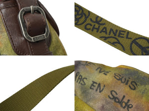 極美品 CHANEL シャネル エンブロイダリー グラフィティ ショルダーバッグ A92789 ココマーク 20番台 カーキ シルバー 中古 64480