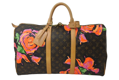 極美品 LOUIS VUITTON ルイヴィトン ボストンバッグ M48605 モノグラムローズ キーポル50 ブラウン ゴールド金具 中古 64486