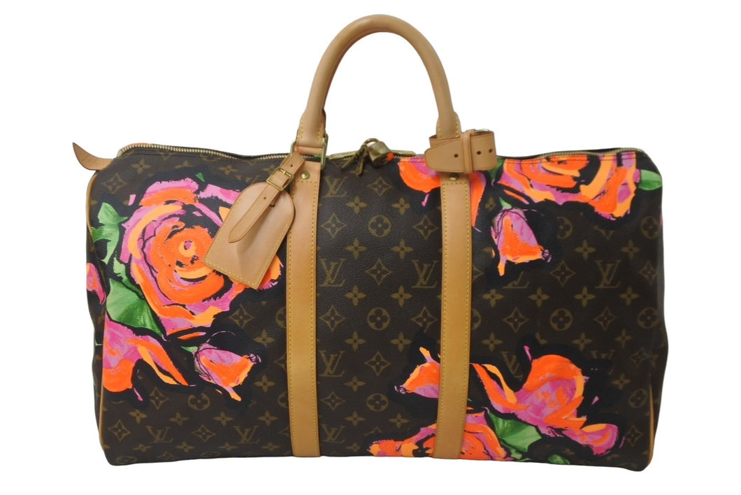 極美品 LOUIS VUITTON ルイヴィトン ボストンバッグ M48605 モノグラムローズ キーポル50 ブラウン ゴールド金具 中古 64486