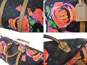 極美品 LOUIS VUITTON ルイヴィトン ボストンバッグ M48605 モノグラムローズ キーポル50 ブラウン ゴールド金具 中古 64486