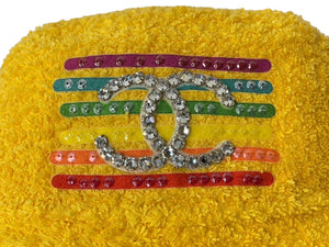 極美品 CHANEL シャネル Pharrell Williams ファレル ウィリアムス 2019SS 限定 パイル地 バケットハット L 帽子 イエロー 中古 64488