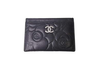 CHANEL シャネル カードケース ココマーク カメリア 17番台 ブラック シルバー金具 美品 中古 64490