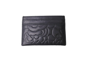 CHANEL シャネル カードケース ココマーク カメリア 17番台 ブラック シルバー金具 美品 中古 64490