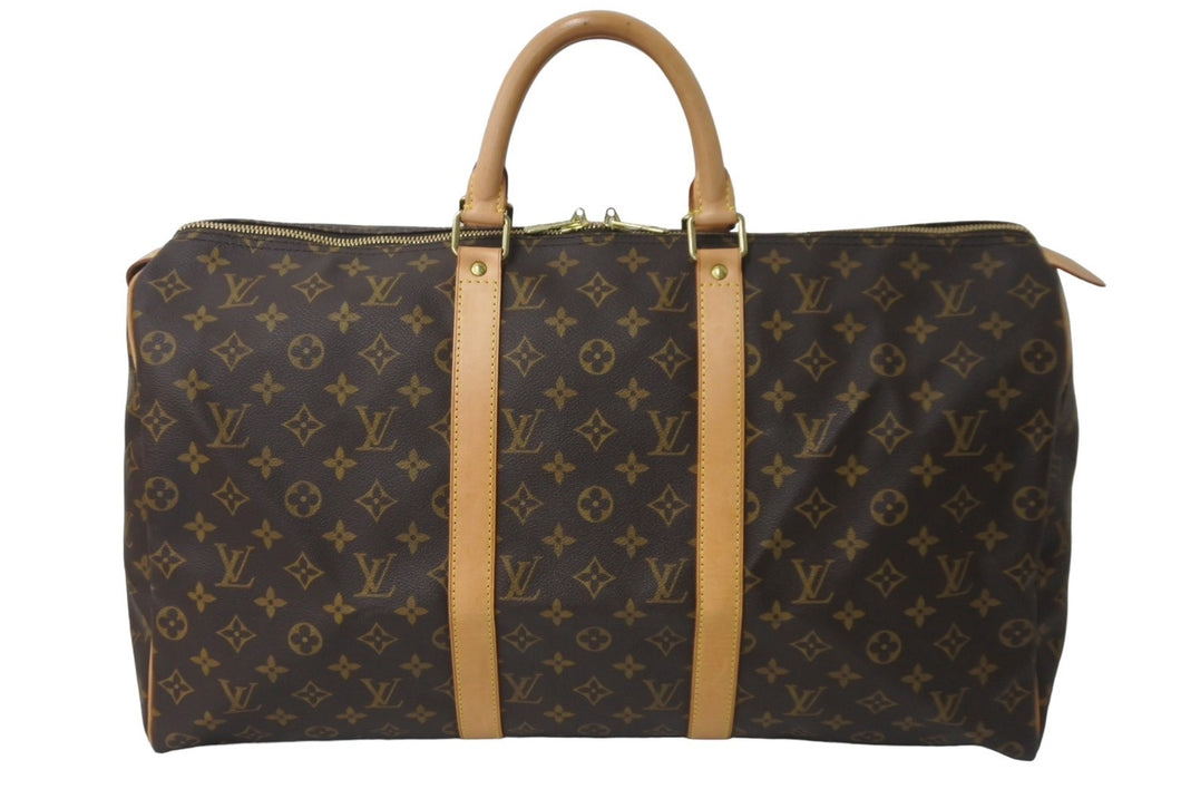極美品 LOUIS VUITTON ルイヴィトン キーポル50 ボストンバッグ モノグラム M41426 ブラウン ゴールド金具 中古 64499