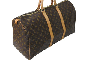 極美品 LOUIS VUITTON ルイヴィトン キーポル50 ボストンバッグ モノグラム M41426 ブラウン ゴールド金具 中古 64499