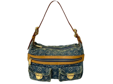 LOUIS VUITTON ルイヴィトン モノグラムデニム バギーPM ロングショルダー付き ショルダーバッグ M95049 ブルー 美品 中古 64503