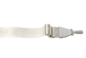 CHANEL シャネル ショルダーストラップ ココマーク グレー シルバー レザー 美品 中古 64515