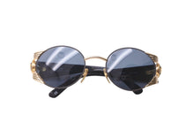 Load image into Gallery viewer, GIANNI VERSACE ジャンニ ヴェルサーチ メデューサ ラウンド サングラス メガネ ゴールド ブラック S65 美品 中古 64528