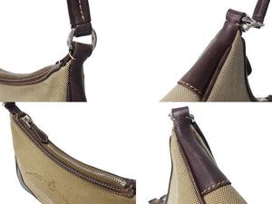 PRADA プラダ ホーボー ハンドバック ロゴ ジャガード ワンショルダー キャンバス シルバー金具 BR3423 ベージュ 美品 中古 64531 