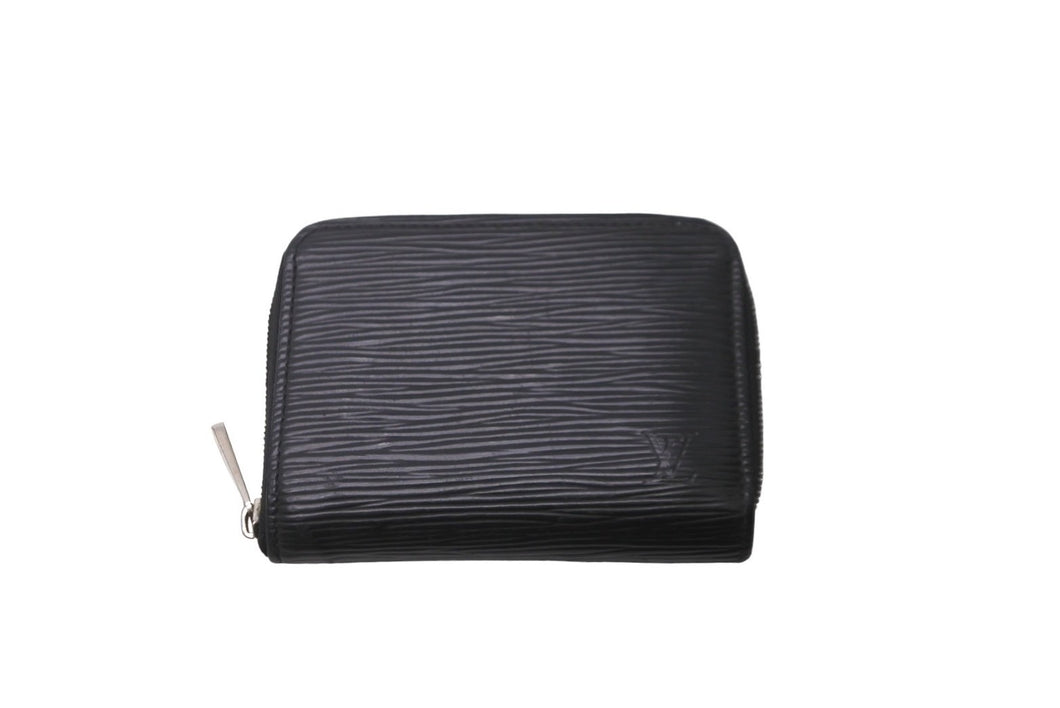LOUIS VUITTON ルイヴィトン ジッピー コインパース M60152 エピレザー コインケース ブラック シルバー金具 美品 中古 64538