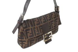 FENDI フェンディ マンマバケット ハンドバッグ ズッカ柄 ズッカブラウン シルバー金具 美品 中古 64543 