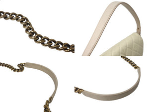 CHANEL シャネル デカマトラッセ 2WAY チェーン ショルダーバッグ 17番台 アイボリー キャビアスキン ゴールド金具 ココマーク 美品 中古 64550