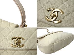 CHANEL シャネル デカマトラッセ 2WAY チェーン ショルダーバッグ 17番台 アイボリー キャビアスキン ゴールド金具 ココマーク 美品 中古 64550