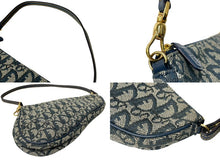 Load image into Gallery viewer, Christian Dior クリスチャンディオール ワンショルダーバッグ サドルポーチ トロッター MC1001 ネイビー ゴールド金具 美品 中古 64551