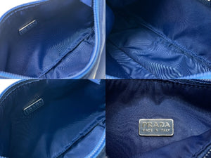 極美品 PRADA プラダ ハンドバッグ MV515 ホーボー ミニバッグ ポーチ 三角 ブルー ナイロン 中古 64582 