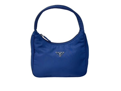 極美品 PRADA プラダ ハンドバッグ MV515 ホーボー ミニバッグ ポーチ 三角 ブルー ナイロン 中古 64582 