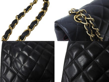 Load image into Gallery viewer, CHANEL シャネル Wフラップチェーンショルダーバッグ デカマトラッセ 33cm 14番台 ラムスキン ブラック ゴールド 美品 中古 64584