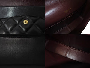 CHANEL シャネル Wフラップチェーンショルダーバッグ デカマトラッセ 33cm 14番台 ラムスキン ブラック ゴールド 美品 中古 64584