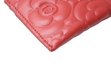 画像をギャラリービューアに読み込む, 新品未使用 CHANEL シャネル カードケース パスケース カメリア ココマーク ラムスキン 22番台 シルバー金具 レッド 中古 64588