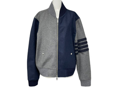 ThomBrowne トムブラウン ウールフェルトブルゾンジャケット 4BAR MJO030E-E0040-035 グレー ネイビー サイズ3 美品 中古 64591